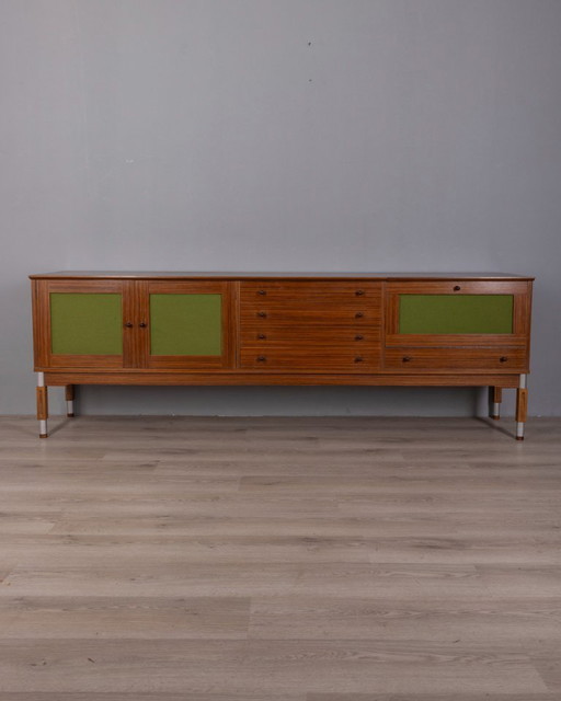 APARADOR VINTAGE DE MADERA DE LOS AÑOS 60 CON COMPARTIMENTO DE BAR, DISEÑO ITALIANO