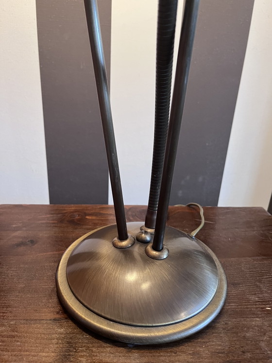 Stunning Large Vintage Brass Mid-Century 3-Arm Table Lamp (1950s/1960s) – Glass (photo 5 of 9)