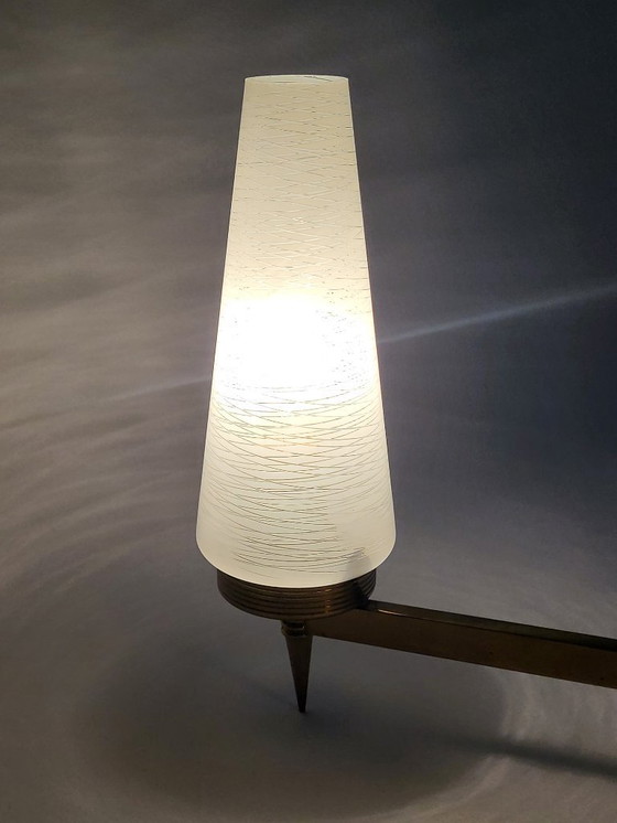 Image 1 of Lampadario in ottone e vetro 1960