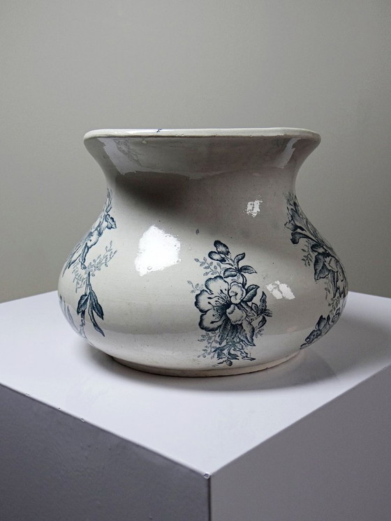 Image 1 of Aardewerken waskan "Floréal", Givors aardewerk, 19e eeuw, bloemversiering