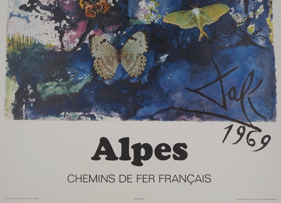 Salvador Dali : Les Alpes, SNCF (Suite Papillon), Lithographie Originale Signée (photo 7 of 7)
