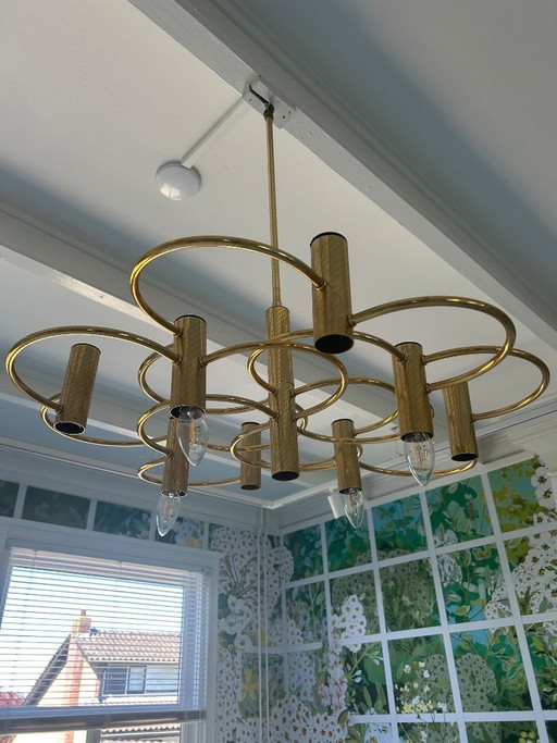 Gaetano Sciolari Brass chandelier.