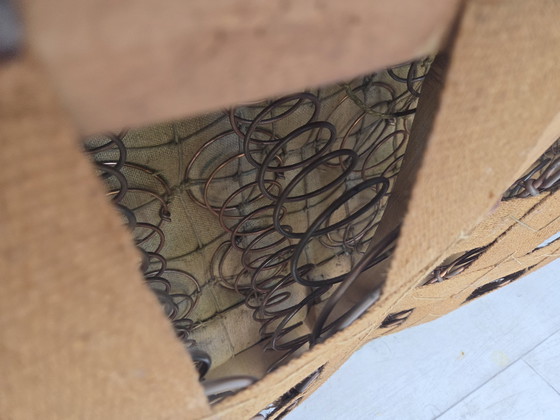 Image 1 of Divano danese a 3 posti curvo degli anni '60, velluto verde da arredamento, gambe in legno di faggio.