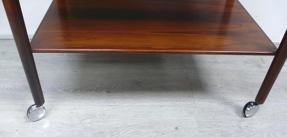 Image 1 of Uitschuifbare serveerwagen Dyrlund palissanderhout jaren 60 Mid Century Modern