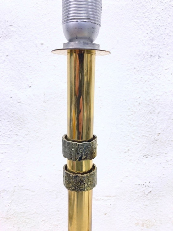 Image 1 of 2 brass table lamps from the 1970s, brutalist design