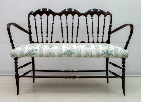 Image 1 of Giuseppe Gaetano Descalzi Mid Century Modernes italienisches Chiavari-Sofa, 1950er Jahre