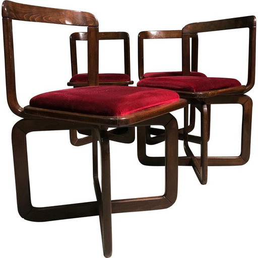 Set of 4 vintage dining chairs, Italy 1960