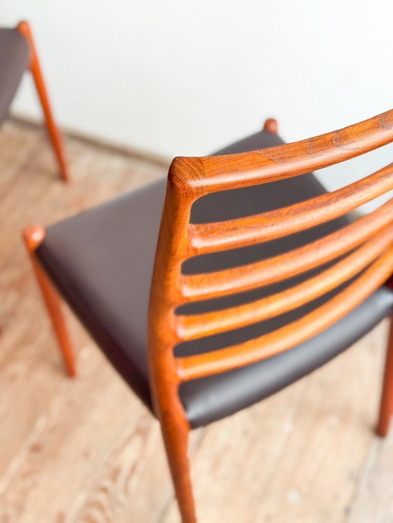 Image 1 of Niels O. Møller Modell 82, Embassy-Stühle aus Teakholz und Leder, 6er-Set, für J.L. Moller