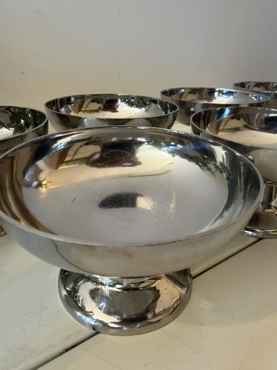 Image 1 of Set of 7 Chrome ice cream coupes