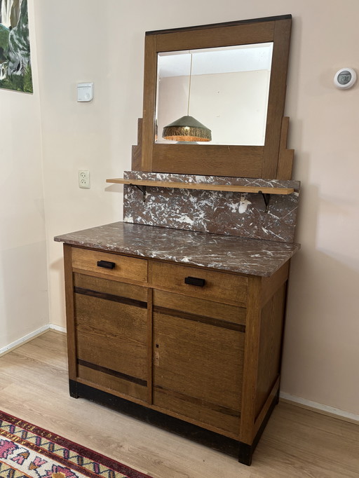 Amsterdam School dressing table with marble top, ca. 1920s