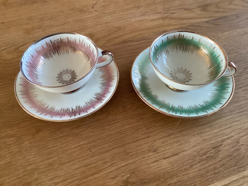 2x Tasse à thé vintage des années 1950