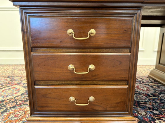 Grande Scrivania da Partner Inglese – Scrivanie, Leather, Wood (photo 12 of 20)