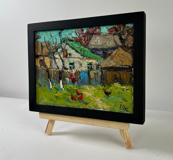 Image 1 of Original Oil Painting Summer Village Landscape First warm day