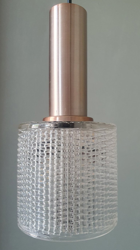Image 1 of Lampada a sospensione vintage Philips in vetro stile Mid Century - color ottone