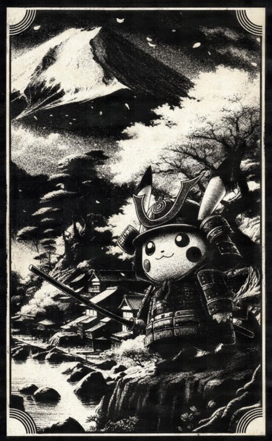 Image 1 of Kunstwerk Pikachu (Pokémon) Sturm über Fuji