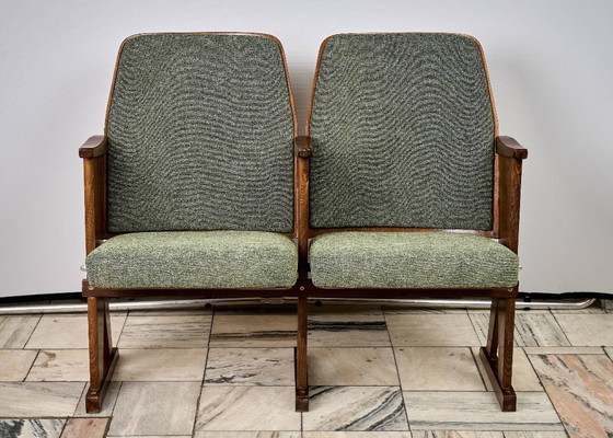 Image 1 of Vintage groene opklapbare bioscoopstoelen, jaren 70, Tsjechoslowakije