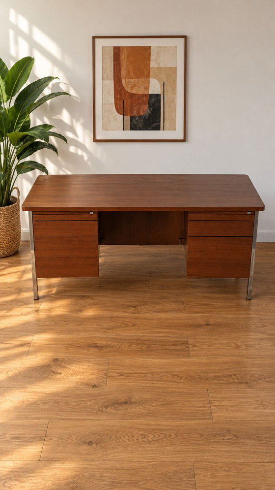 Scrivania ORDO vintage design scandinavo – Scrivanie, Legno, Cromo (photo 2 of 9)