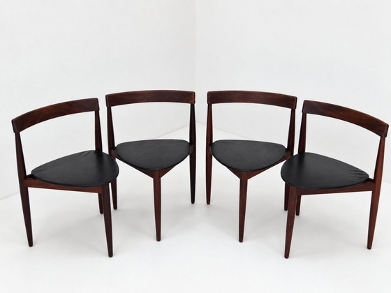 Roundette Teak Dining Chairs By Hans Olsen For Frem Rojle, 1960s Set Of 4 – Leather, Wood (photo 4 of 16)