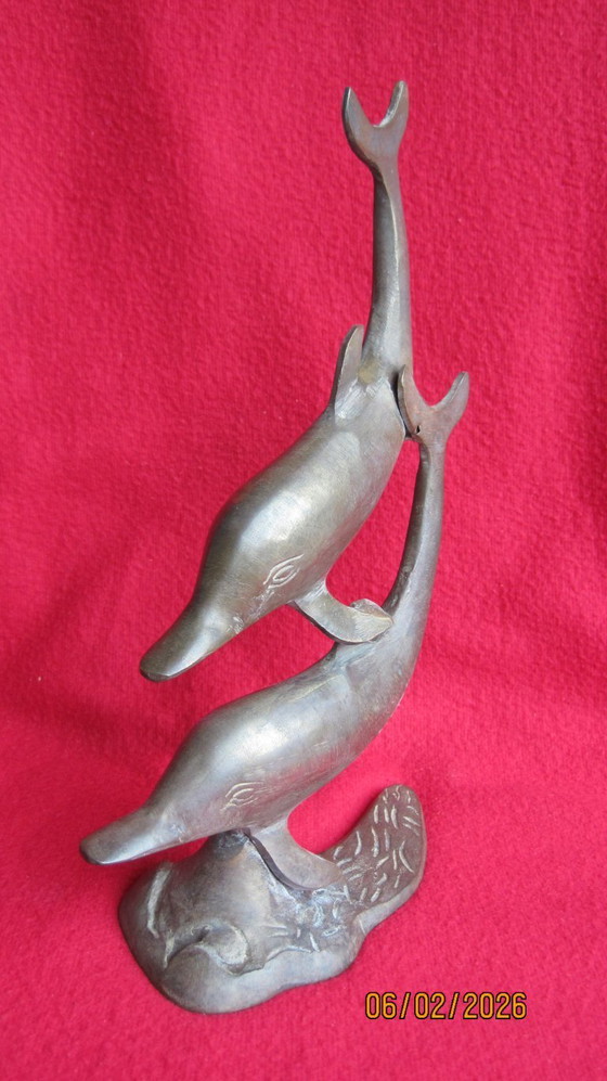 Image 1 of Bronze dolphin pair