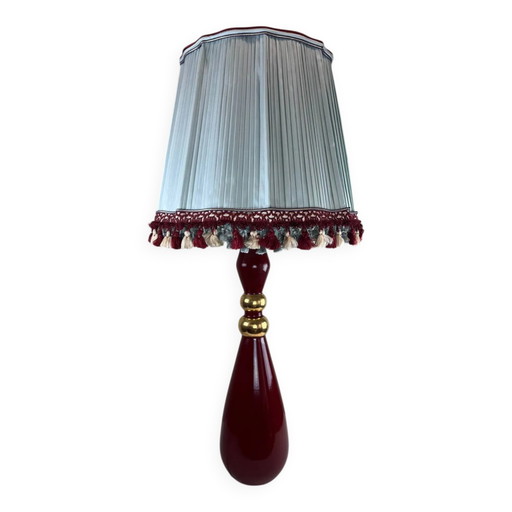 Große Vintage rote Keramiklampe signiert Drimmer – Lampenschirm pl