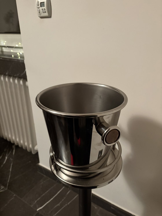 Image 1 of Alessi Refroidisseur à champagne et à vin mousseux avec support - Design italien classique en acier inoxydable