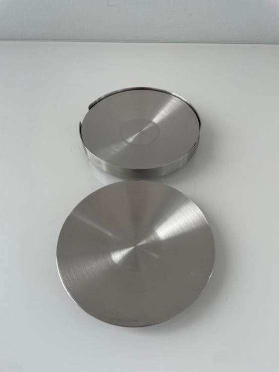 Image 1 of Tavola Swiss design coasters stainless steel set of 6