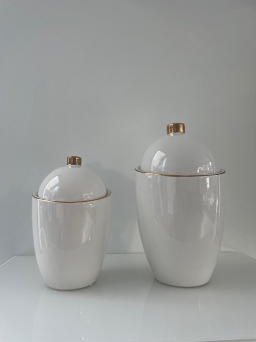 Set di 2 vasi in ceramica bianca 'Saturn' – Hush Living