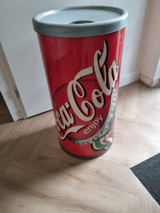 Image 1 of Vintage trash can table umbrella stand Coca Cola