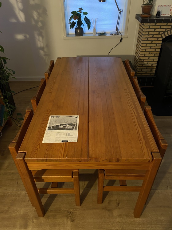 Image 1 of Table with 6 chairs. First owner Hongisto Series 3000 Ilmari Tapiovaara Laukaan Puu.