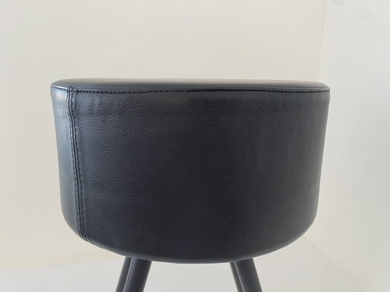 Image 1 of Sgabello vintage di design italiano – ZEUS Milano – Pelle nera e metallo