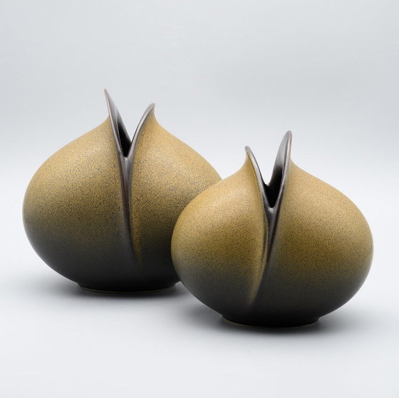 Image 1 of Uta Feyl "Venus" Keramische Vaas Duo Rosenthal Studio Lijn 1980 14Cm + 12Cm Wgp Mcm