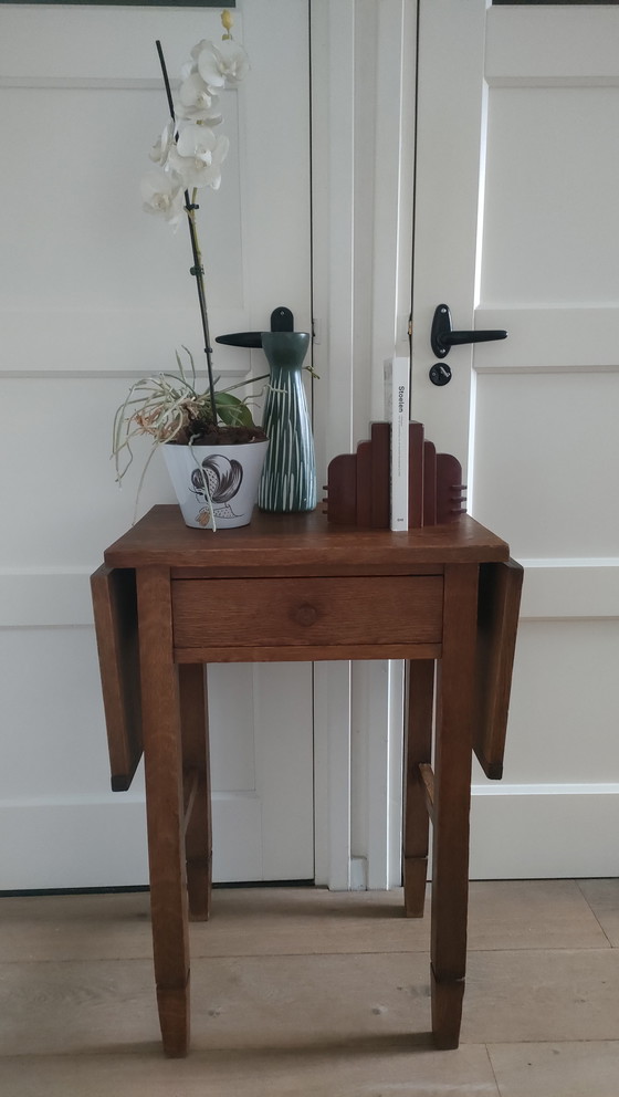 Image 1 of Art Deco hanging table oak table side table desk Amsterdam School