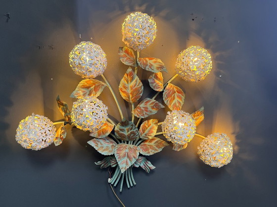 Image 1 of Vintage wandlamp met bloemenmotief van Hans Kögl, jaren 70.