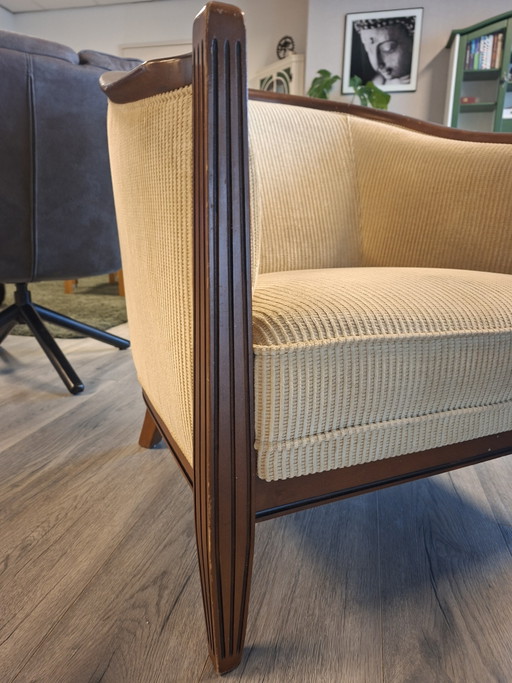 Art Deco Fauteuil in de Stijl van Süe en Mare – Textile, Wood (photo 2 of 5)
