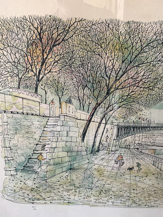 Image 1 of Rolf Rafflewski – Litografia parigina firmata, Pont au Double