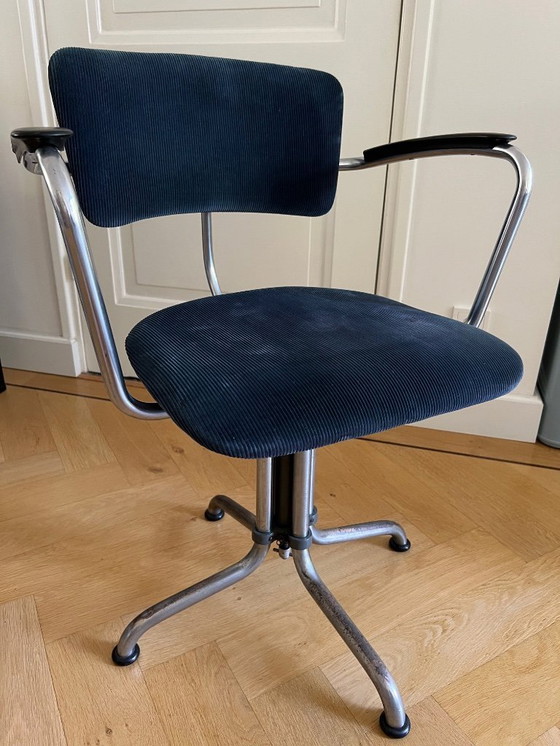 Image 1 of Original 1930s Gispen 354 office chair blue II