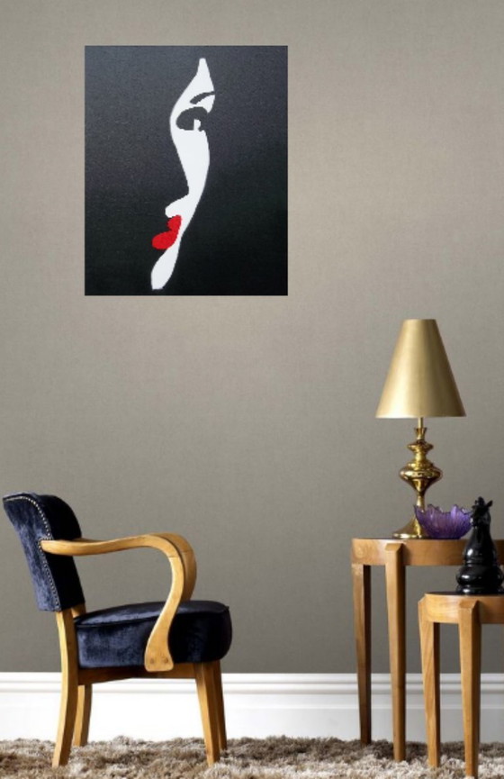 Image 1 of Profilo in Carminio – Dipinto originale dell'artista 2Luss'Art