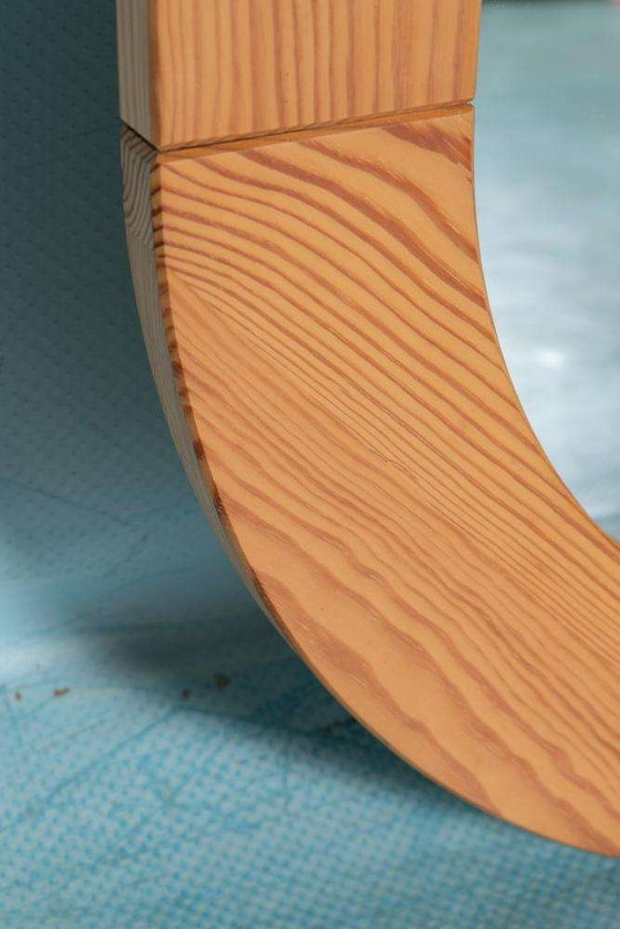 Image 1 of Vintage large pine mirror 70s l craftmenship spiegel hout