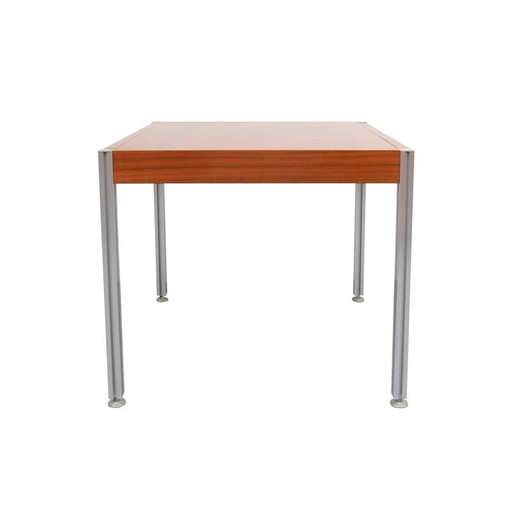 Tavolino da caffè vintage in alluminio e teak, 1970
