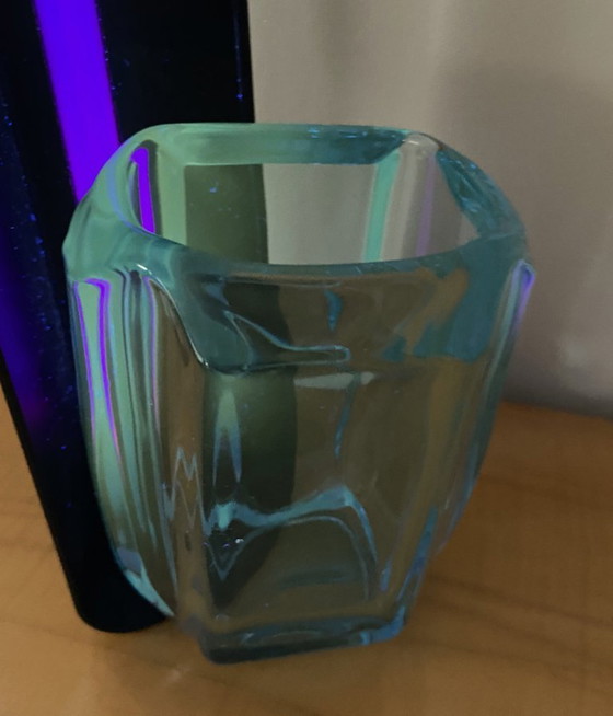 Image 1 of Uranium glass vase blue 1970s