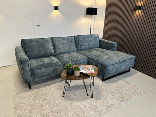 Blue velvet corner sofa 255x160 cm
