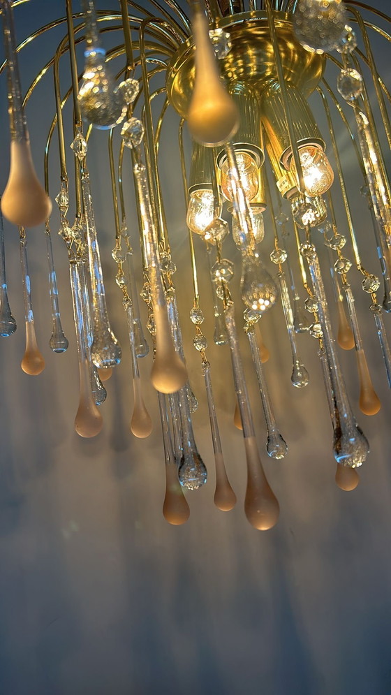 Image 1 of 2 pcs vintage Italian Teatdrop chandeliers pendants pink