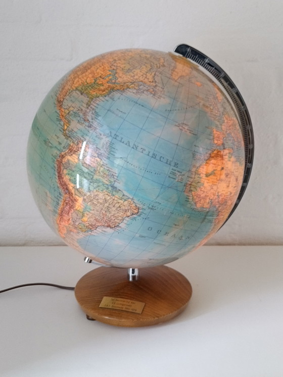Image 1 of Globo – Mappamondo – Lampada da tavolo – Columbus Duplex anni &#39;70