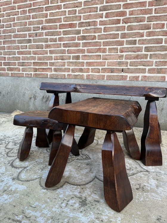 Image 1 of vintage brutalist wabi sabi salontafel set