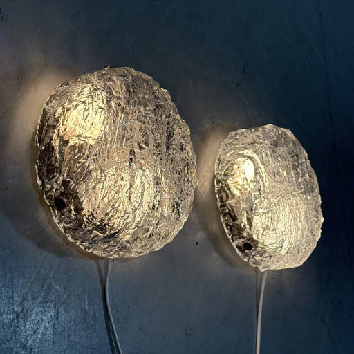 Kaiser Leuchten ice glass wall lamps 1960's