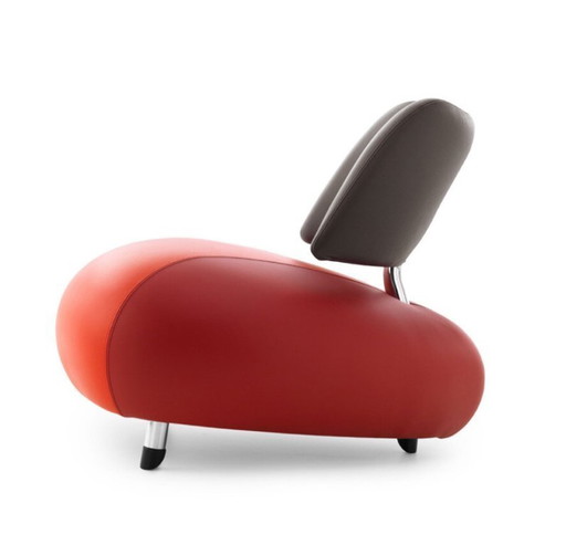 LeoLux Design armchair Pallone leather red-red-black