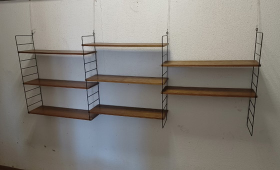Large 1950s Wall Rack With 8 Shelves – Wall cabinet, Metal, Wood (photo 3 of 8)