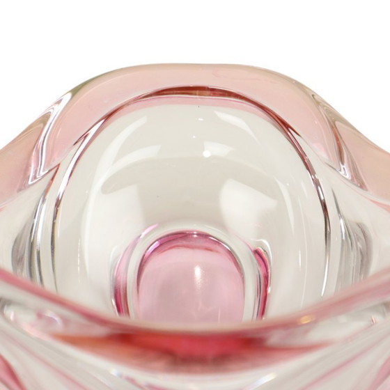 Image 1 of Vintage Murano Schaal Fruitschaal Roze Glas Sixties