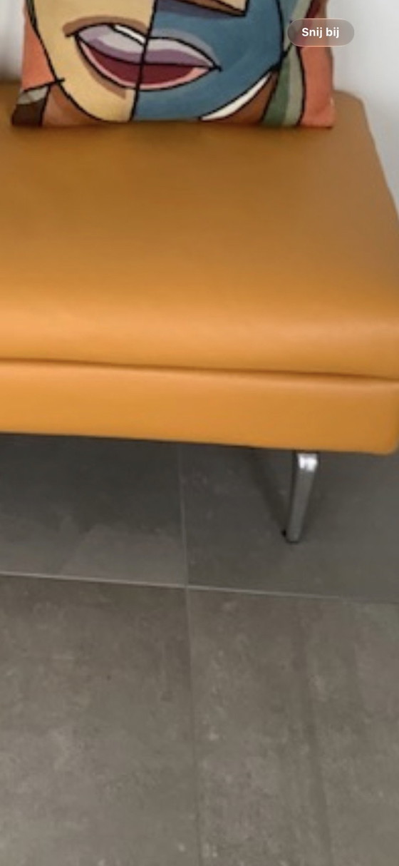 Pouf LeoLux jaune, Canapés modulables, Cuir, Chrome (photo 5 sur 5)