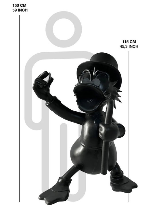 Image 1 of Fiberglas-Skulptur – Enten-Comicfigur – Schwarz